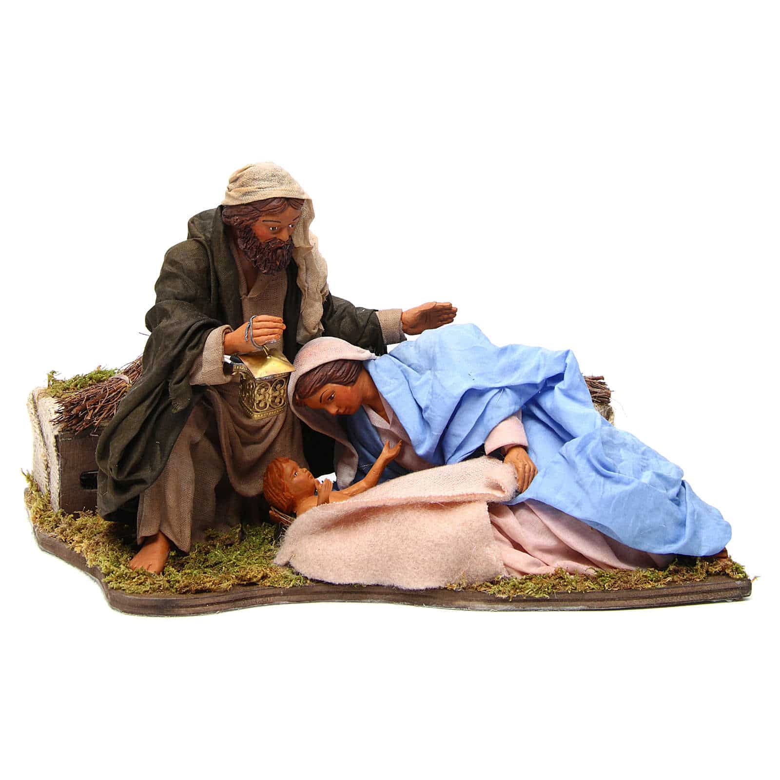 Belén napolitano, escena de la virgen acostada con el niño Jesús